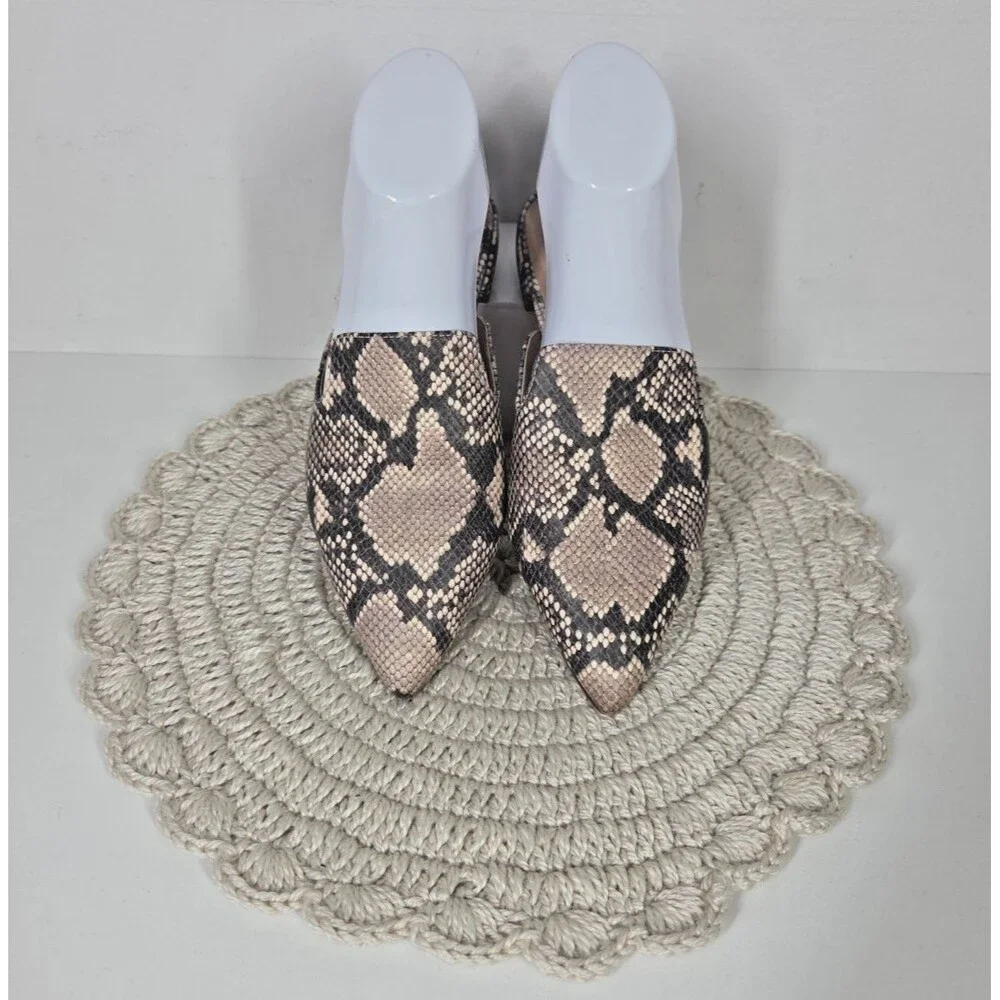 Steve Madden Mattis Python Snakeskin Pointed Toe Slip On Mules Flats Size 7.5M *